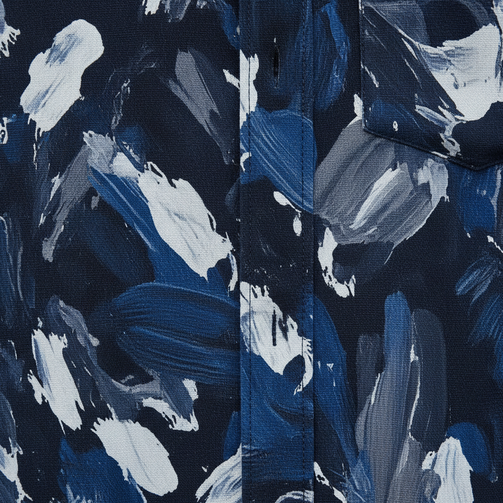 ★ UNIQUE Camisa Índigo Abstracto