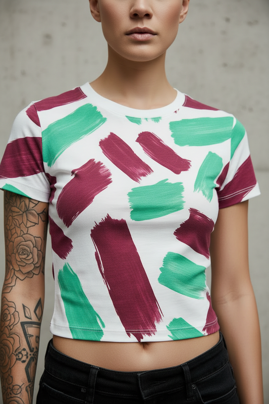Camiseta Crop Contraste Vivo