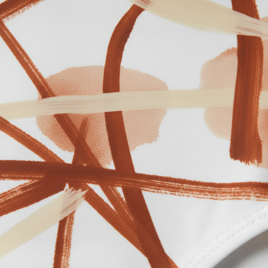 Braga Abstract Rust Lines & Ivory — detalle trazos pintados a mano