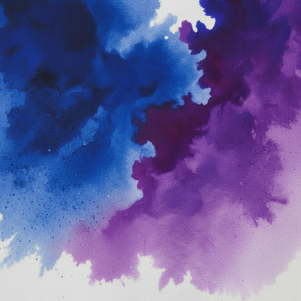 Tanga Abstract Cobalt & Violet — ultra macro detalle pigmento acuarela