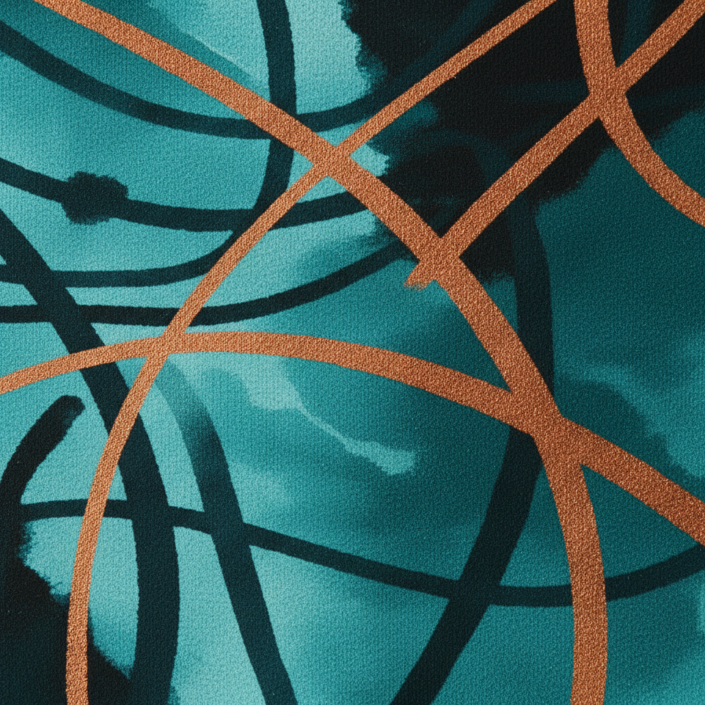 Tanga Abstract Teal & Copper Lines — ultra macro detalle pintura