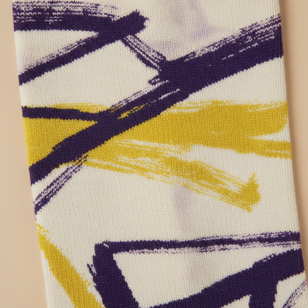 Scribble Socks Violet & Yellow — detalle tejido