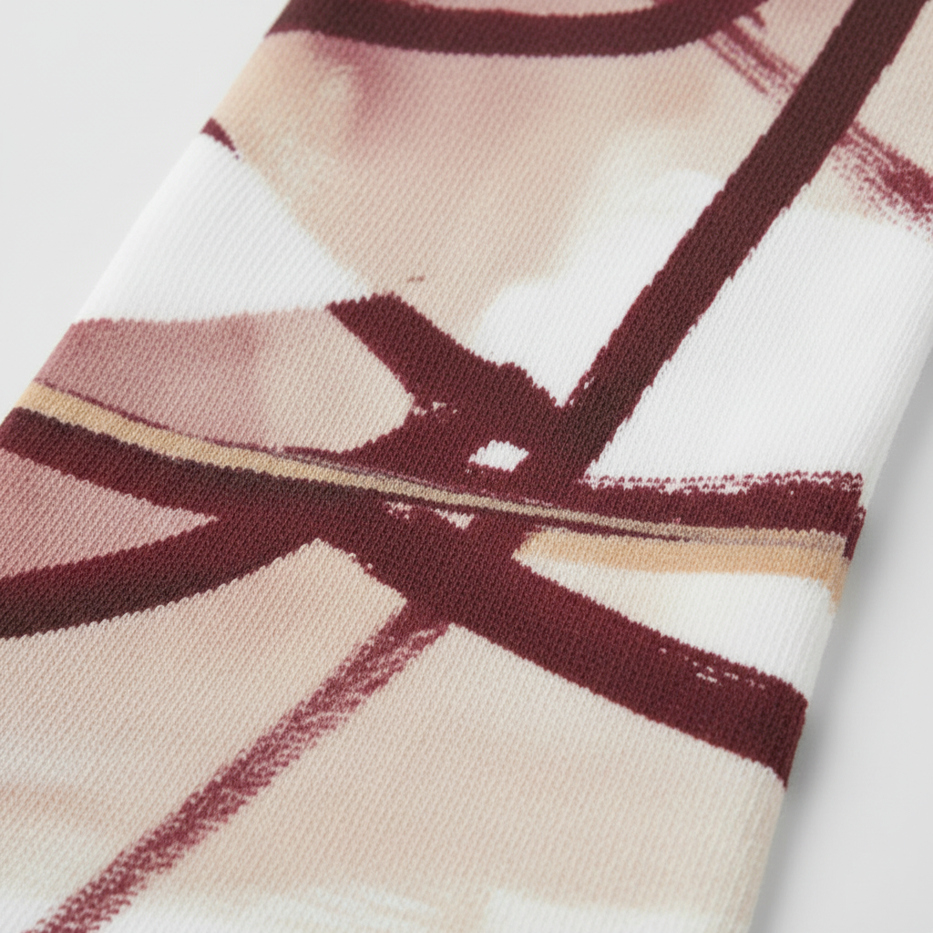 Calligraphy Socks Burgundy & Sand — detalle tejido