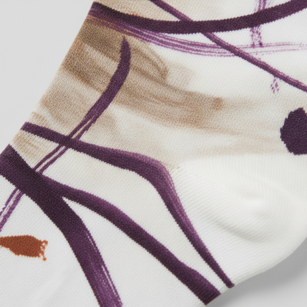 Calligraphy Socks Plum & Sienna — detalle tejido