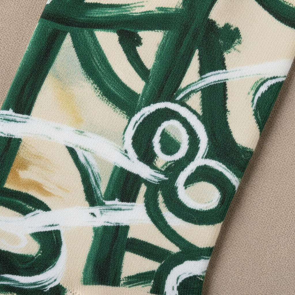 Brushstroke Socks Forest & Cream — detalle tejido