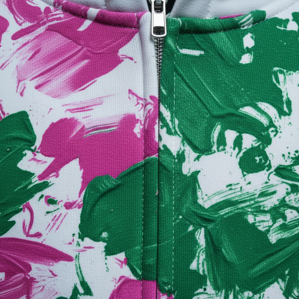 Sudadera Zip Jardín Salvaje Cryptic Nine — detalle pintura a mano