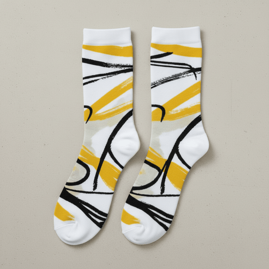 Brushstroke Socks — Black & Saffron - CRYPTIC NINE WEAR SHOP