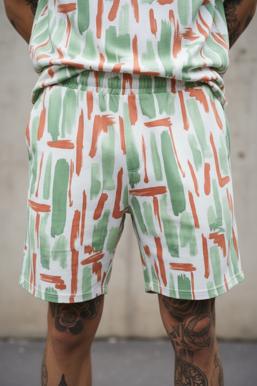 Conjunto Salvia Terracota pintado a mano - shorts centrados - Cryptic Nine