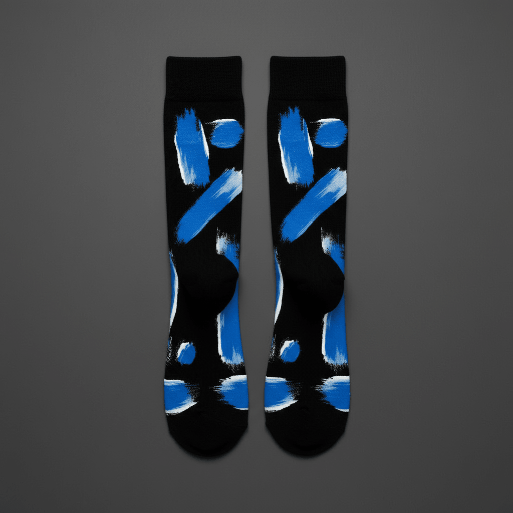 Brushstroke Socks — Black & Cobalt - CRYPTIC NINE WEAR SHOP