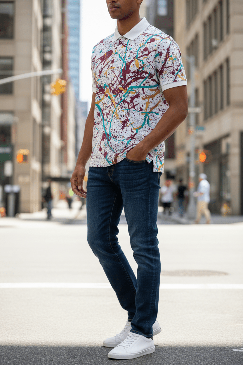 Polo Salpicaduras Burdeos - CRYPTIC NINE WEAR SHOP