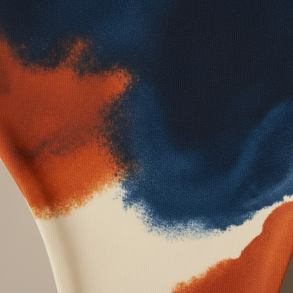 Tanga Abstract Navy & Rust — zoom detalle acuarela