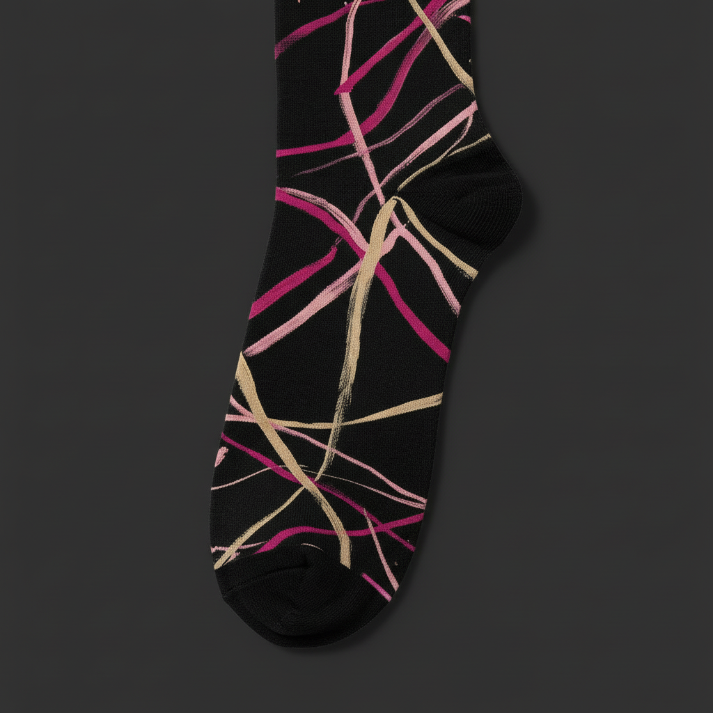 Linear Socks Magenta & Gold — detalle inferior