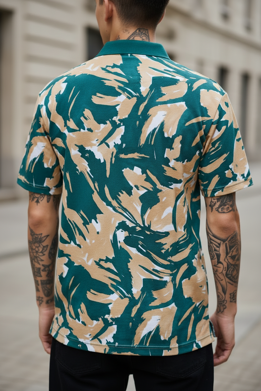 Polo Selva Teal Cryptic Nine — vista trasera