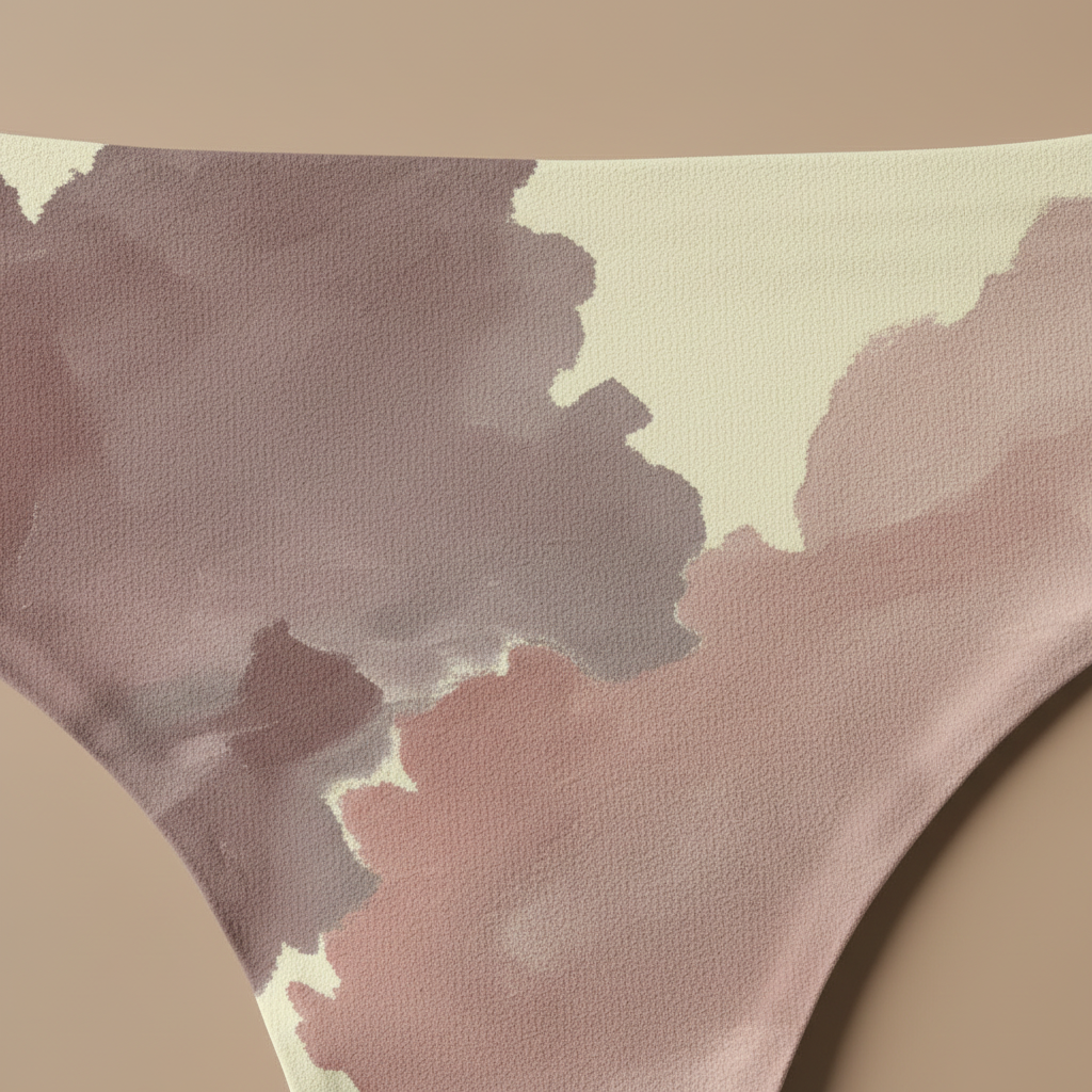 Tanga Abstract Mauve & Rose — detalle acuarela pintada a mano