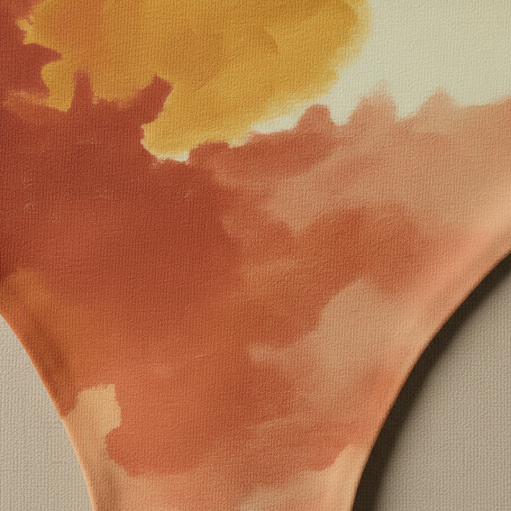 Tanga Abstract Terra & Salmon — detalle acuarela pintada a mano