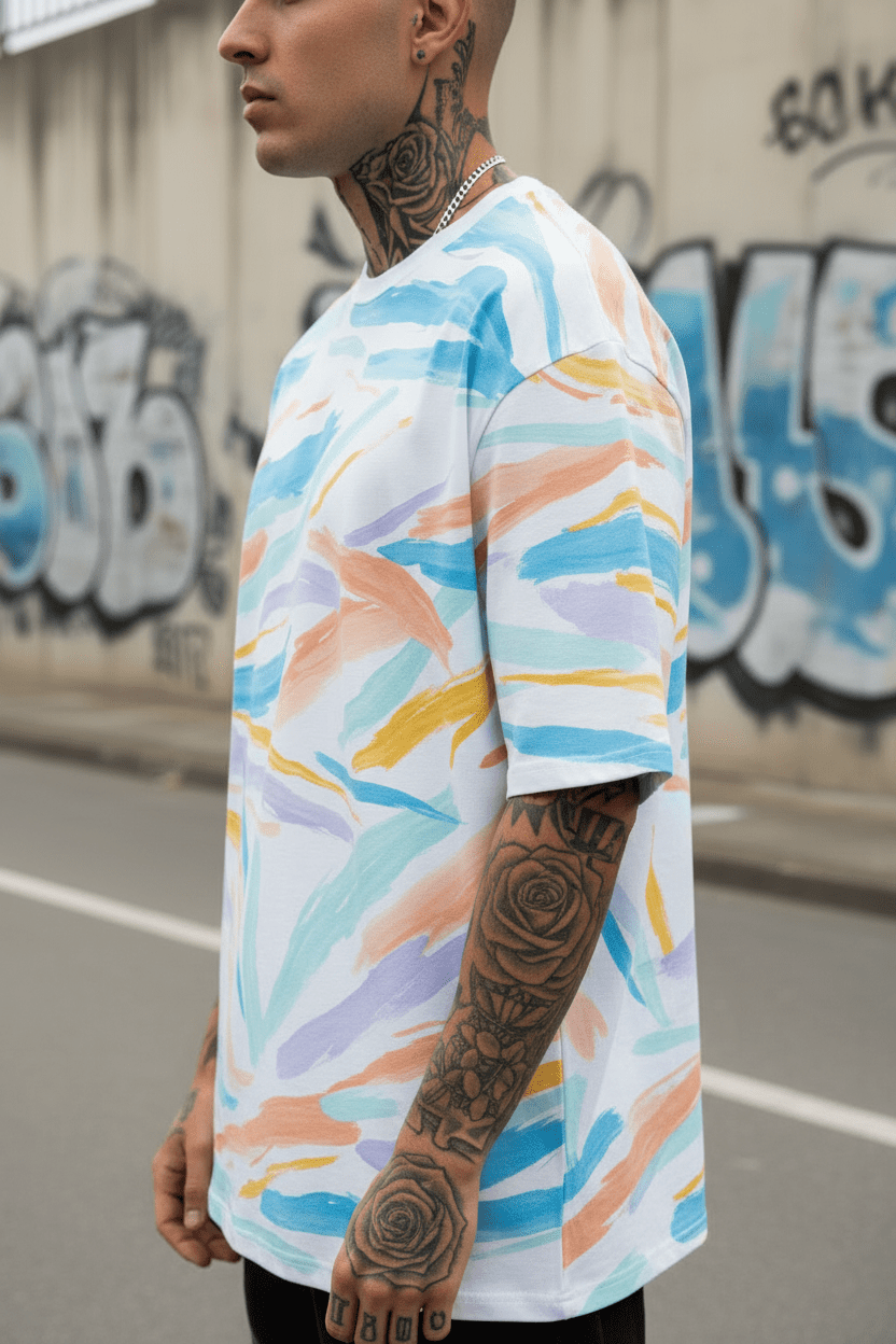 Camiseta Oversize Marea Pastel - CRYPTIC NINE WEAR SHOP