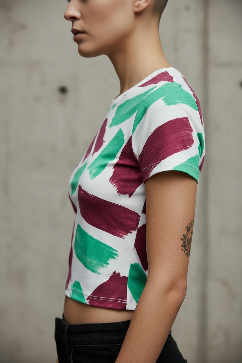Camiseta Crop Contraste Vivo