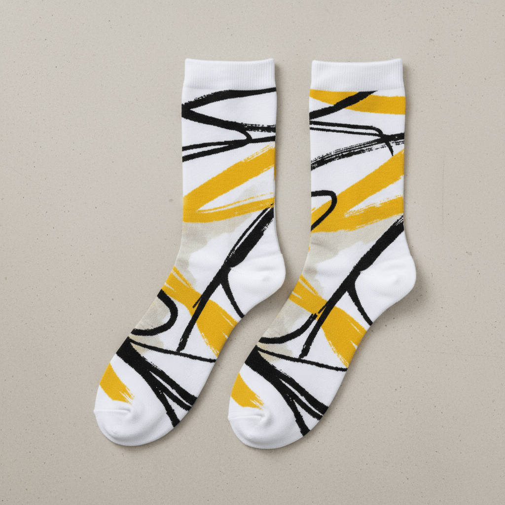 Brushstroke Socks — Black & Saffron - CRYPTIC NINE WEAR SHOP