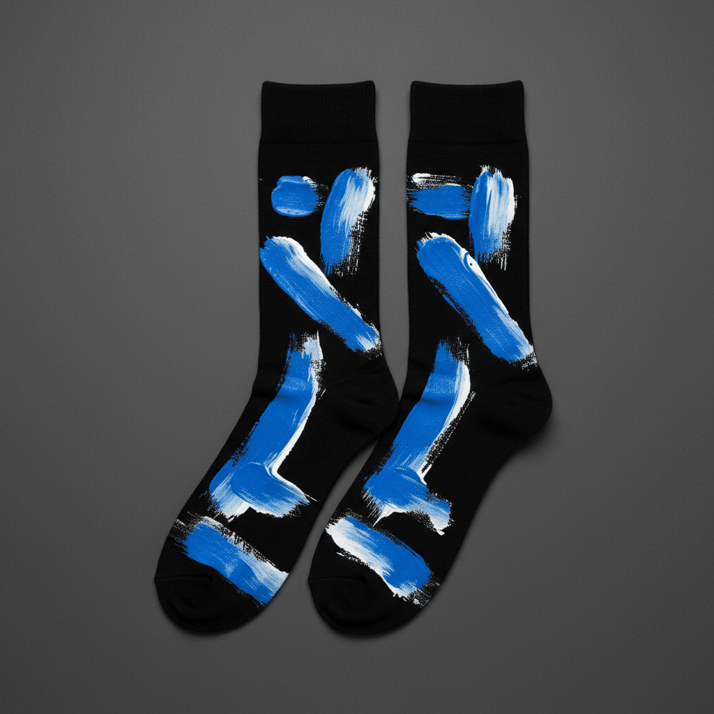 Brushstroke Socks — Black & Cobalt - CRYPTIC NINE WEAR SHOP