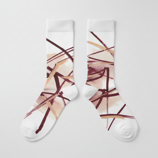 Chaussettes Calligraphie — Bordeaux & Sable