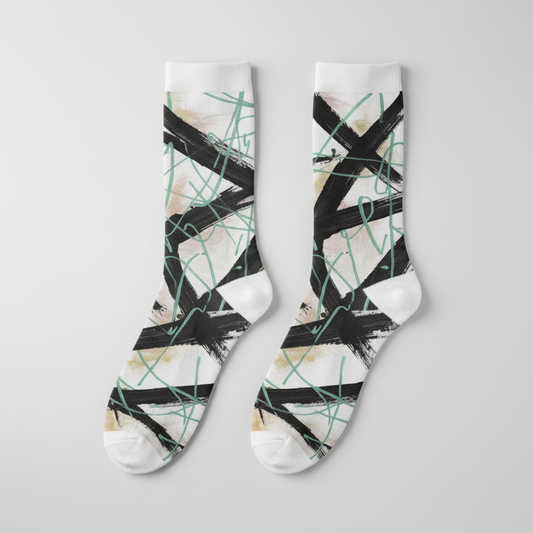 Chaussettes coups de pinceau — Charbon et Menthe
