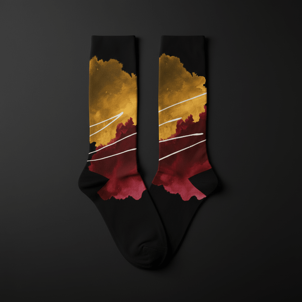 Storm Cloud Socks — Gold & Crimson - CRYPTIC NINE WEAR SHOP