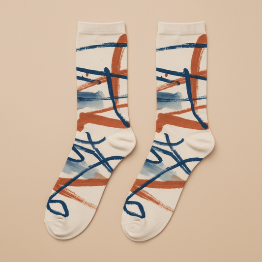 Calligraphy Socks — Cobalt & Terra - CRYPTIC NINE WEAR SHOP