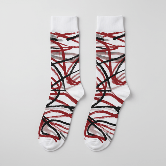 Scribble Socks — Crimson & Black - CRYPTIC NINE WEAR SHOP