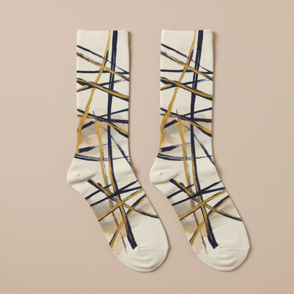 Linear Socks — Indigo & Gold - CRYPTIC NINE WEAR SHOP