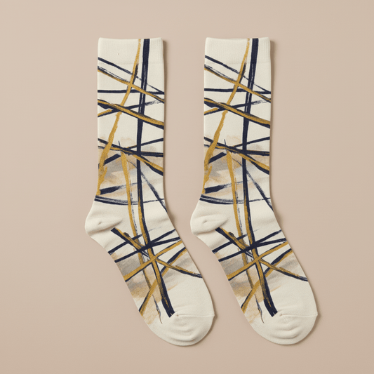 Linear Socks — Indigo & Gold - CRYPTIC NINE WEAR SHOP