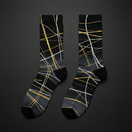 Linear Socks — Black & Gold - CRYPTIC NINE WEAR SHOP