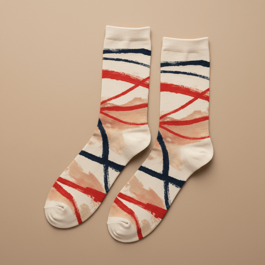 Brushstroke Socks — Navy & Vermillion - CRYPTIC NINE WEAR SHOP