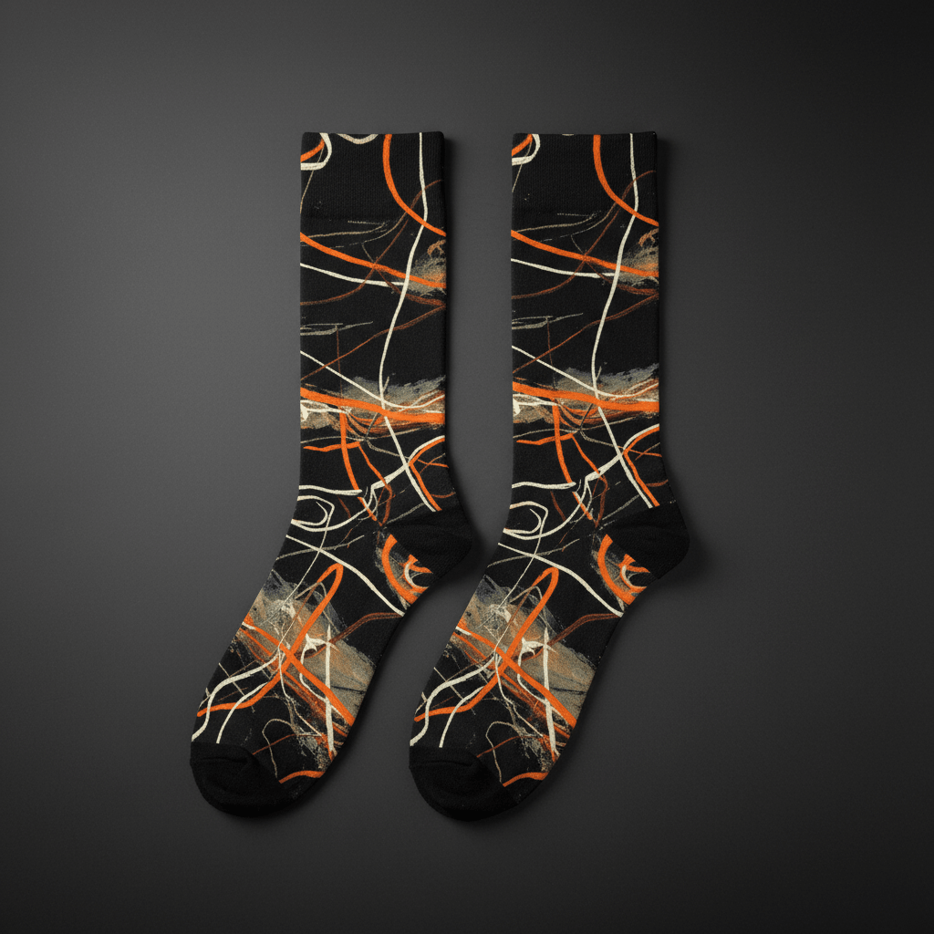 Scribble Socks — Orange & Cream - CRYPTIC NINE WEAR SHOP