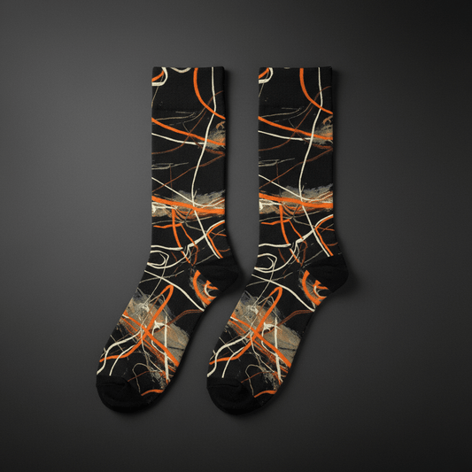 Scribble Socks — Orange & Cream - CRYPTIC NINE WEAR SHOP