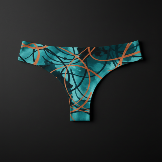 Tanga Lignes abstraites sarcelle et cuivre