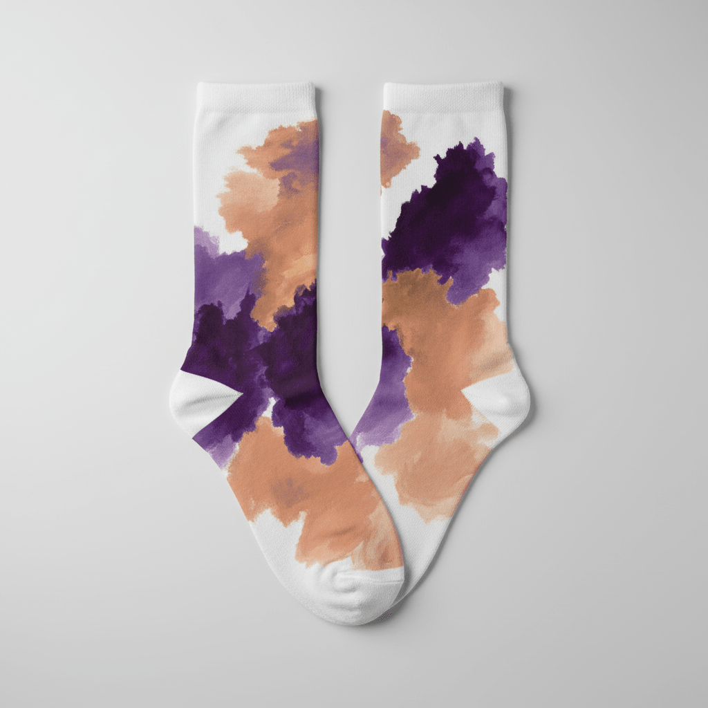 Watercolor Cloud Socks — Violet & Peach - CRYPTIC NINE WEAR SHOP