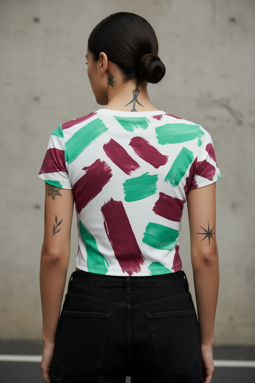 Camiseta Crop Contraste Vivo