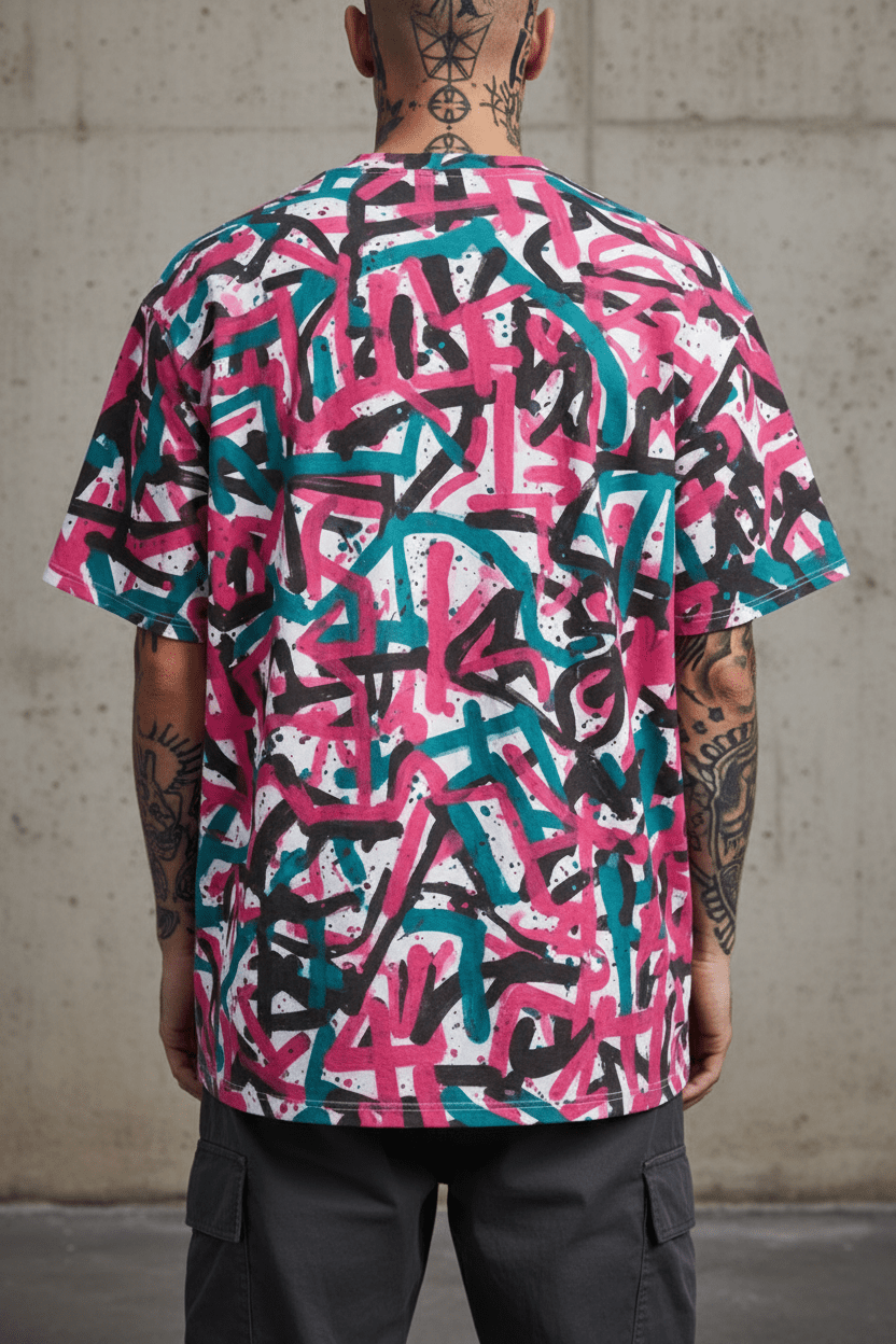 ★ UNIQUE Camiseta Oversize Escritura Urbana - CRYPTIC NINE WEAR SHOP