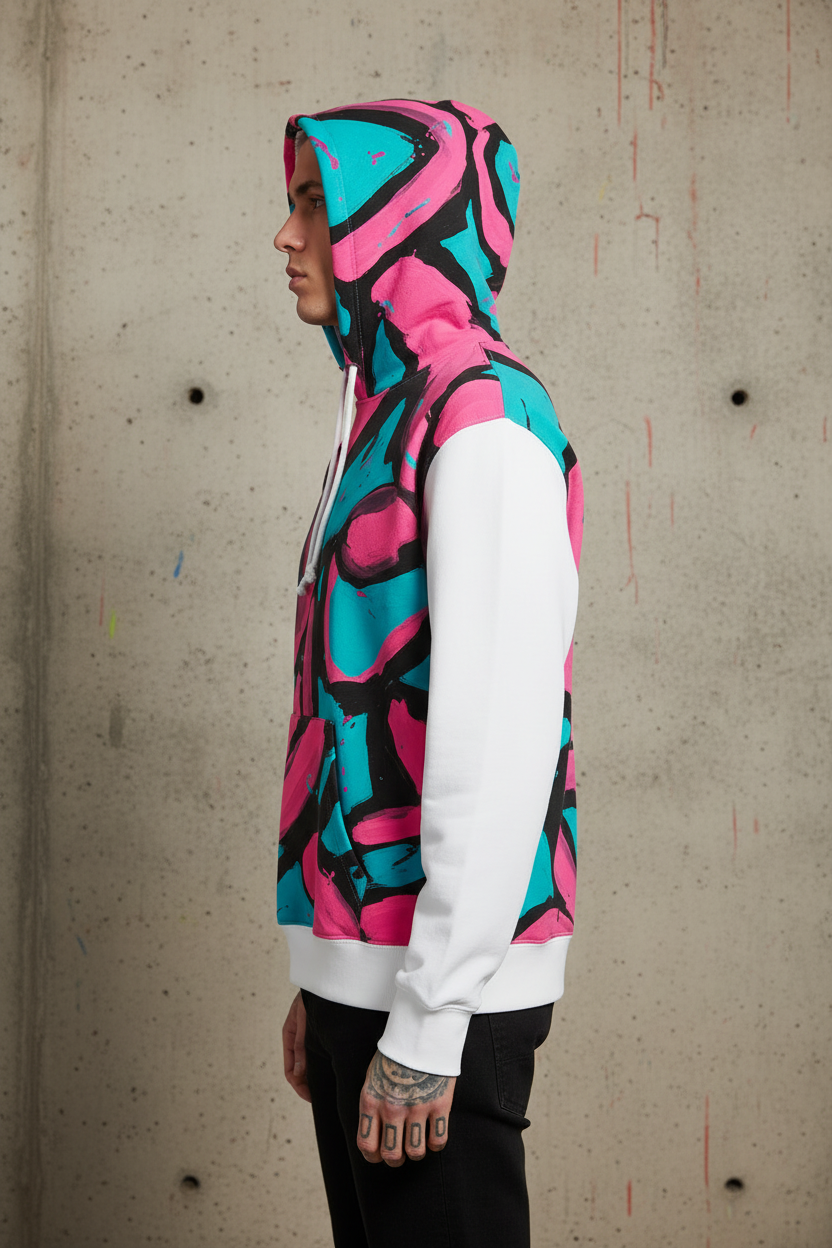 Sudadera Oversize Geometría Eléctrica Cryptic Nine — edición única — vista lateral