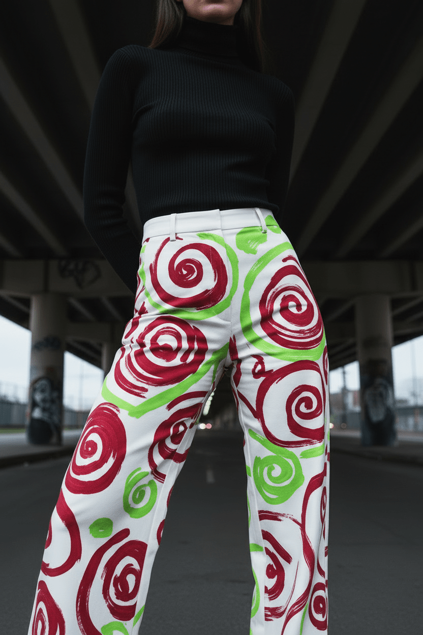 Wide Leg Espirales Carmesí - CRYPTIC NINE WEAR SHOP