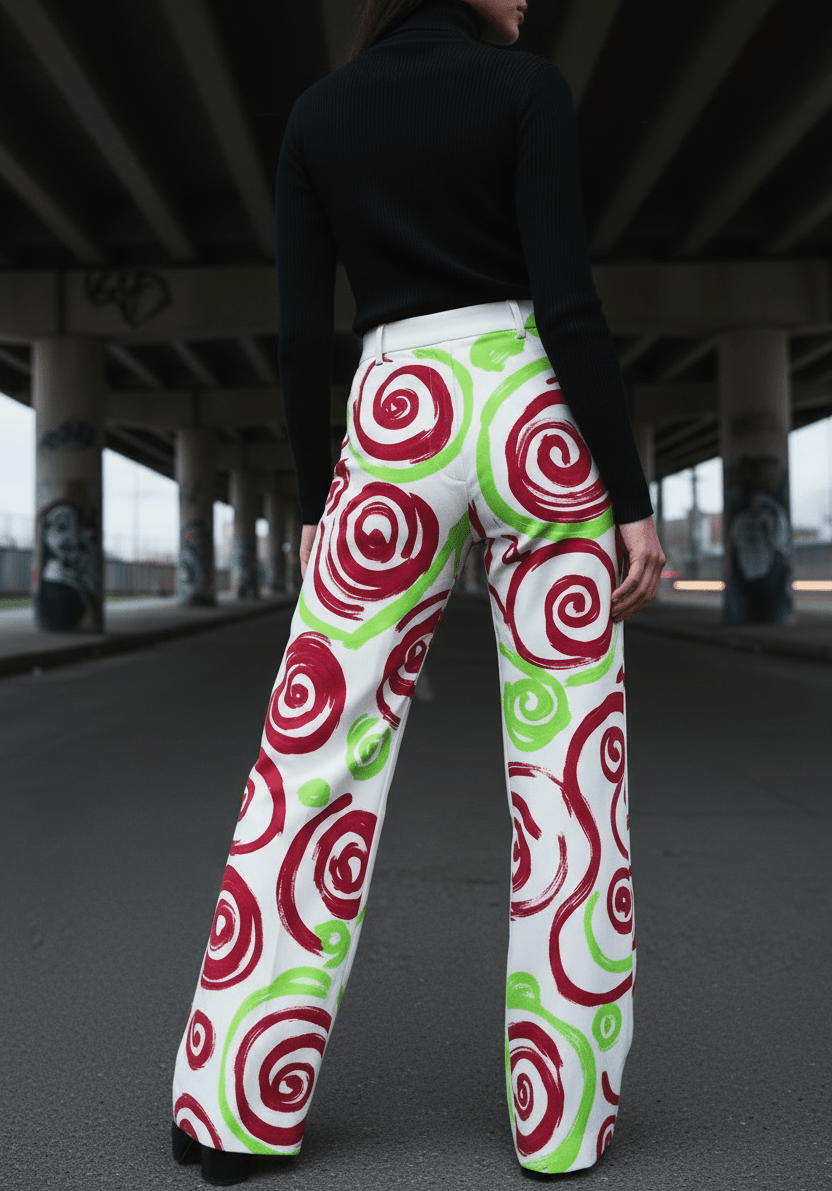 Wide Leg Espirales Carmesí - CRYPTIC NINE WEAR SHOP